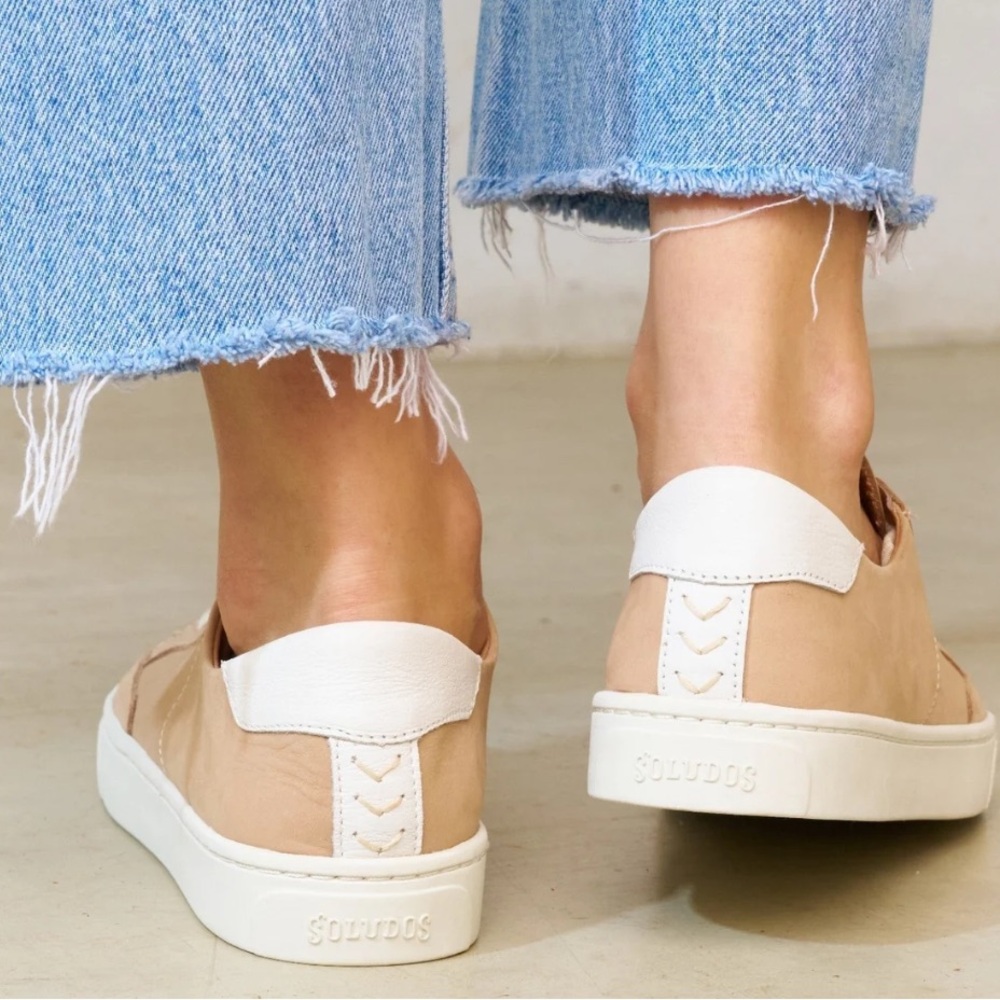 Soludos Ibiza Leather Sneakers with White Soles
